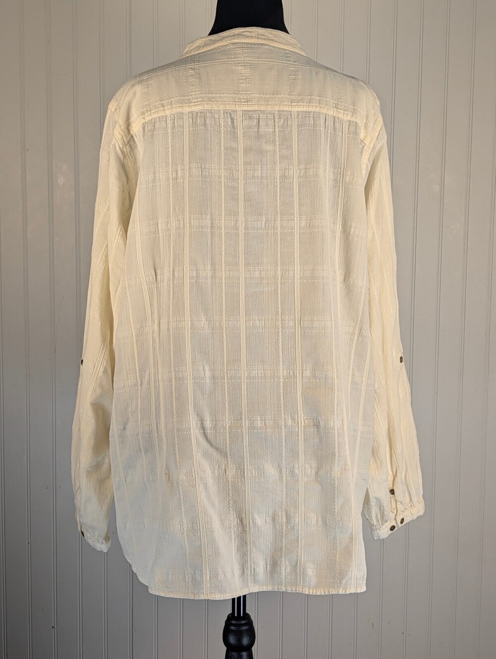 Bit & Bridle Women's Cotton Ivory Long Sleeve Pintuck Tunic Blouse 2XL - Picture 3 of 8